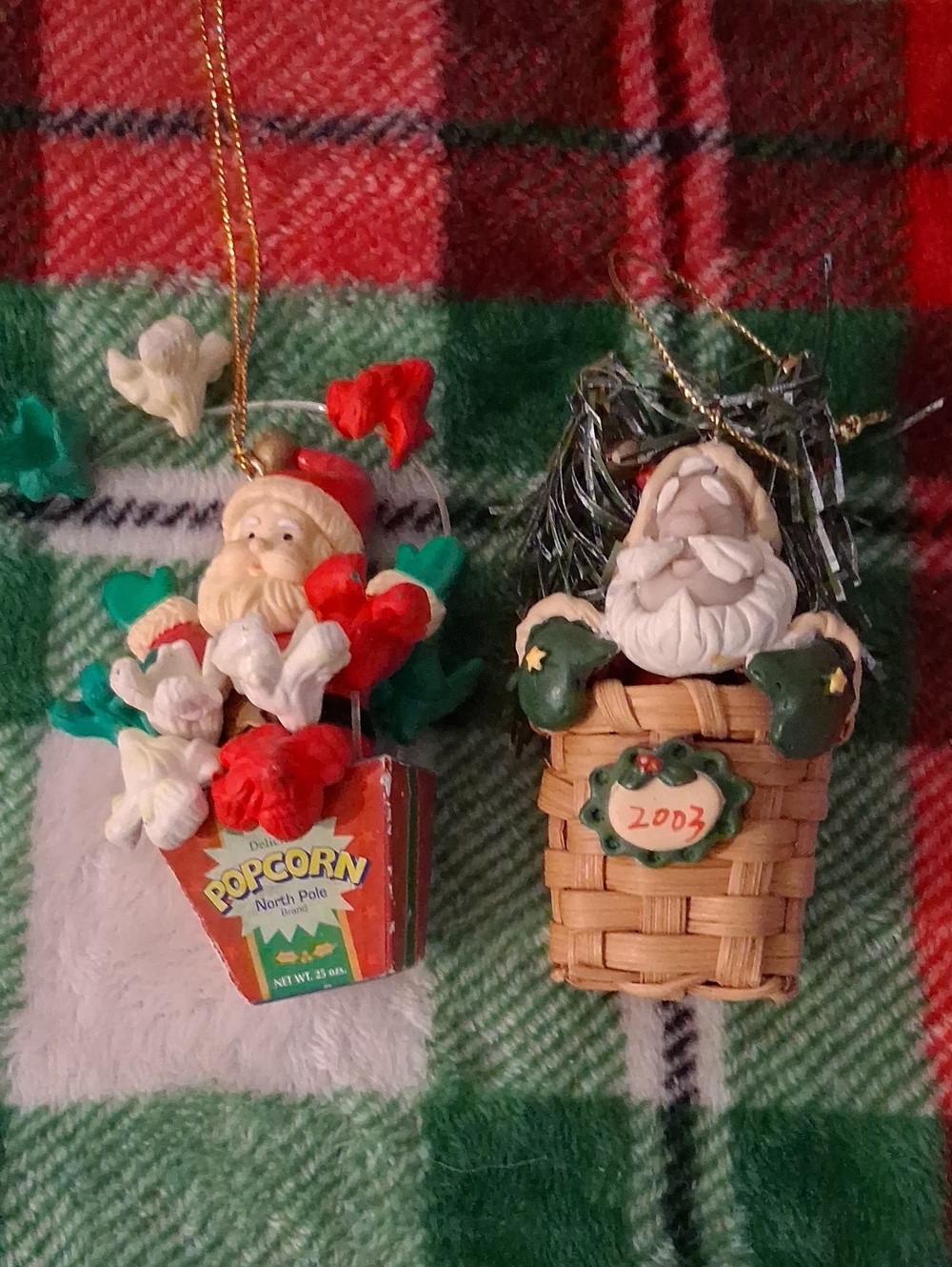 Holiday Santa Christmas Vintage Ornament Twofer